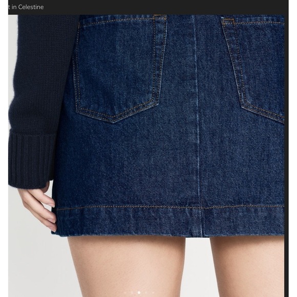 FRAME Denim Sailor Snap Mini Skirt Celestine‎ Blue Gold Button Size 34 NEW (D) - Picture 6 of 11